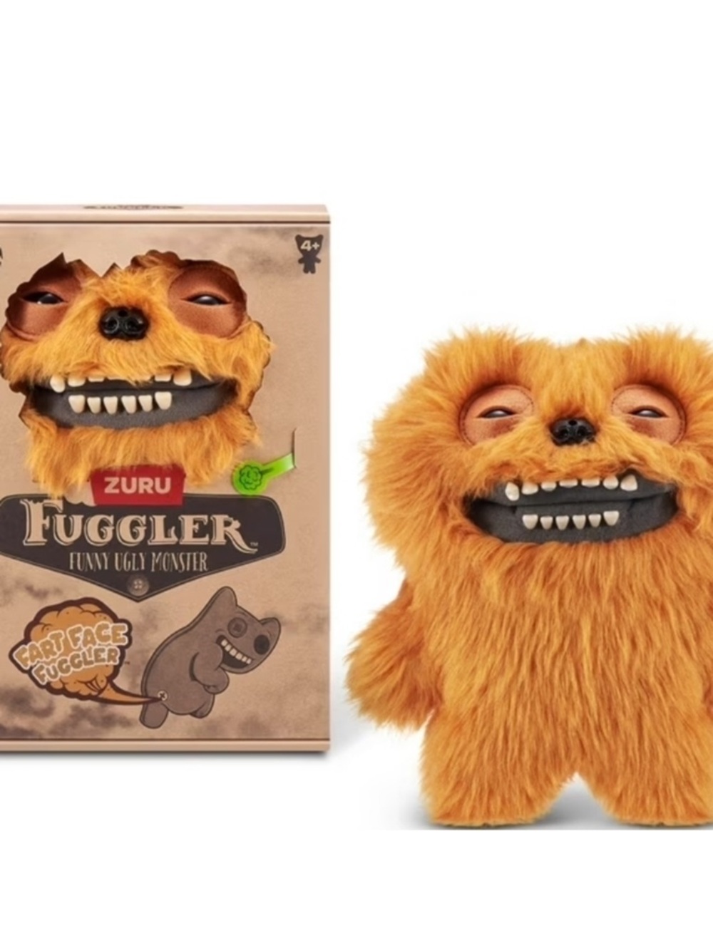 NWT Zuru Fart Face Fuggler Funny Ugly Monster Plush - Orange 9”